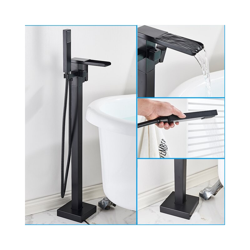 Bathroom Floor Standing Bathtub Faucet Black Faucet Set Bath Tub Faucet Hot And Cold Water