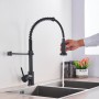 Matte Black Kitchen Sink Faucet One Handle Spring Hot and Cold Water Tap Deck Mounted Bathroom Kitchen Crane