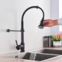 Matte Black Kitchen Sink Faucet One Handle Spring Hot and Cold Water Tap Deck Mounted Bathroom Kitchen Crane