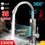 3300W Electric Instant Faucet Water Heater Tap Temperature Display 360 Degree Rotatable Instant Heating Tap for Bathroom Kitchen