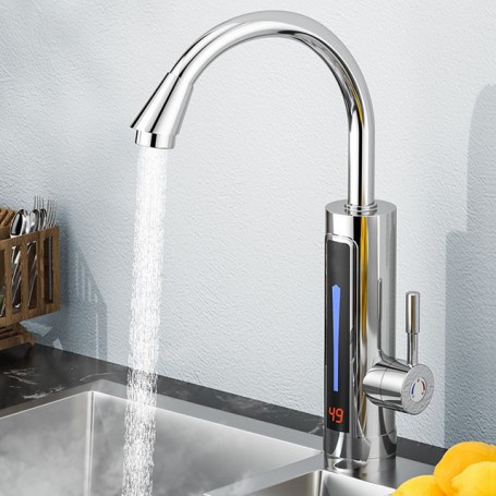 3300W Electric Instant Faucet Water Heater Tap Temperature Display 360 Degree Rotatable Instant Heating Tap for Bathroom Kitchen