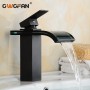 Retro Bathroom Basin Waterfall Faucet Oil Rubbed Bronze Black Faucet Hot and Cold Water Mixer Single Handle Sink Taps LH-16821