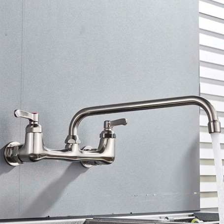 Onyzpily  Black Basin Faucet Wall Mounted Dual Handles Bathroom Faucet Swivel Spout Antique Brass Crane Hot Cold Water Mixer Tap