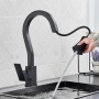 Uythner Black Kitchen Faucet Pull Out Kitchen Sink Water Taps Single Handle Mixer Tap 360 Rotation Cranes Deck Mounted