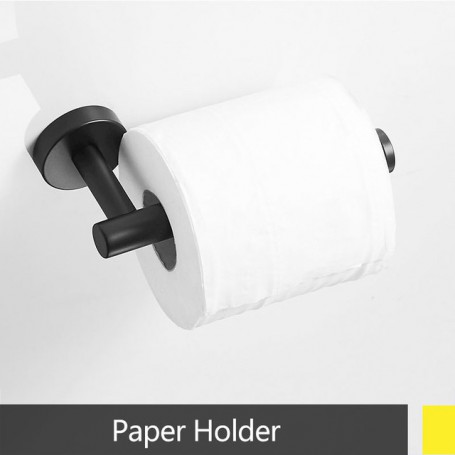 Matte Blacked Bathroom Hardware Set Robe Hook Single Towel Bar Paper Holder Black Bathroom Accessories Stainless Steel