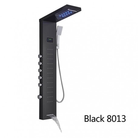 LED Bathroom Shower Panel Faucet Hot Cold Rainfall Waterfall Outlet Massage Back Spray Wall Mount LED Display Screen ABS Handhe