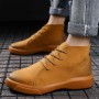 Men Leather Casual Shoes Fashion Leather Flat Shoes Ankle Boots Warm Plush Soft Sole Soft Wear High Cut New zapatillas hombre