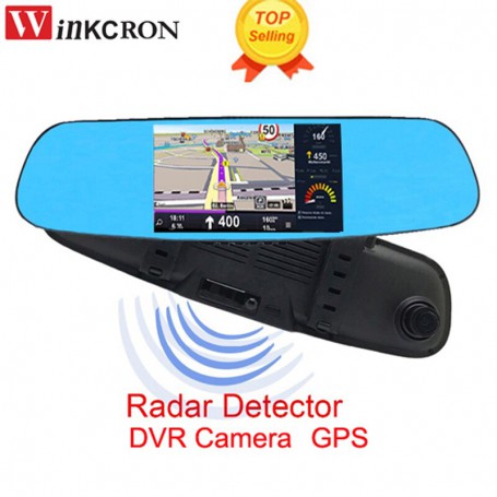 Android Car Rearview Mirror 5.0" IPS GPS Navigation/ Radar Detector/DVR FHD 1080P Car DVR Dash Cam Video Recorder Night Version