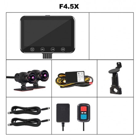 VSYS F4.5 4.5'' LCD Motorcycle DVR Moto Camera Recorder with TPMS Smart Gauge Dual 1080P SONY IMX307 Starvis WiFi Waterproof