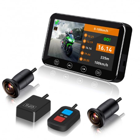 VSYSTO 4'' Screen WiFi Motorcycle Dash Cam, Tire Pressure Sensors, Parking  Monitoring, Timed Recording After Flameout, GPS, Full Body Waterproof HD