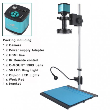 48MP 4K 1080P HDMI USB Video Microscope Camera 10 -130X Zoom C Mount Lens Ultra High Working Distance For Phone Repair Soldering