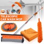 62" Car Wash Accessories Washing Mop Car Cleaning Maintenance Brush Telescoping Long Handle Mop Chenille Broom Auto Window Soft
