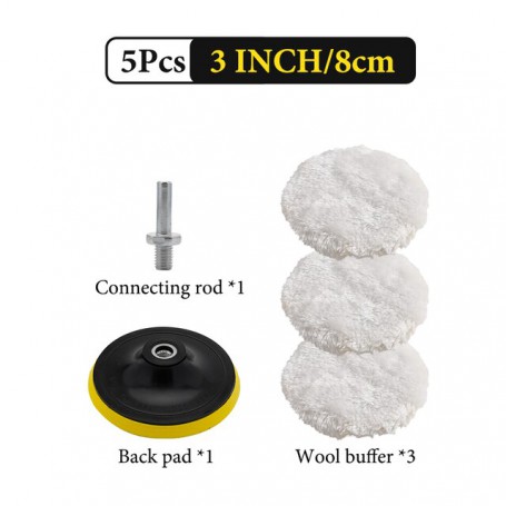 3/4/5 Inch Car Polishing Pad Kit Car Waxing Sponge Disk Wool Wheel Drill Buffing Kit Professional Auto Paint Care Buffing Pads