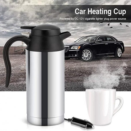 750ml 12V Electric Heating Cup Kettle Stainless Steel Water Heater Bottle for Tea Coffee Drinking Travel Car Truck Kettle