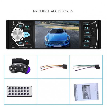 Hikity Car Radio 1Din 4022D FM Stereo Audio Player Bluetooth Autoradio Recorder Support Rearview Camera Steering Wheel Contral