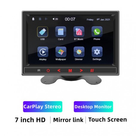B200C Free Shipping Audio Desktop CarPlay Stereo Radio HD Touch Screen FM Receiver SD MP3 Car Multimedia Player Mirror Link