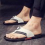 Qmaigie Flip Flops for men Genuine Leather Luxury brand Slippers Beach Casual Sandals 2022 new Summer Men Fashion Shoes white