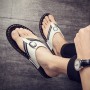 Qmaigie Flip Flops for men Genuine Leather Luxury brand Slippers Beach Casual Sandals 2022 new Summer Men Fashion Shoes white