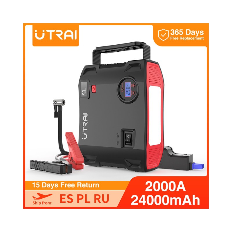 UTRAI Jump Starter 4 in 1 Pump Air Compressor 2000A Power Bank 12V