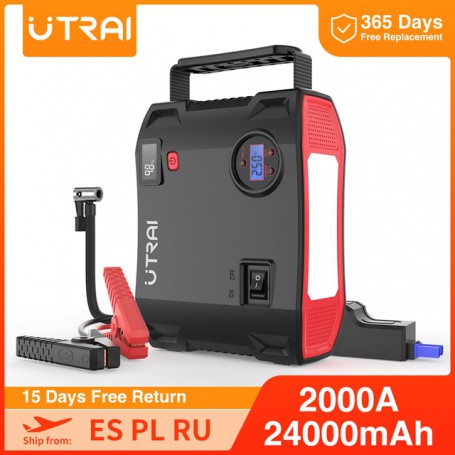 UTRAI Jump Starter 4 in 1 Pump Air Compressor 2000A  Power Bank 12V Digital Tire Inflator 150PSI Emergency Battery Boost