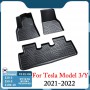 For Tesla Model 3/Y Car Waterproof Non-slip Floor Mat TPE Modified Car Accessories 3Pcs/Set Fully Surrounded Special Foot Pad