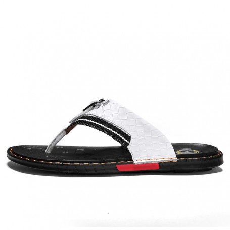 Brand Summer High Quality Men's Flip Flops Genuine Leather Luxury Slippers Beach Casual Sandals Summer for Men Fashion Shoes