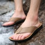 Genuine Leather Men Beach Slippers Hand Sewing Fashion Men Flip Flops With Soft Sole Comfortable Good Quality Men Shoes