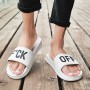 Summer Men Women Slippers Creative Words Indoor Home Slides Bathroom Shoes Quick Dry Outdoor Slipper Beach Sandals Flip Flops 46