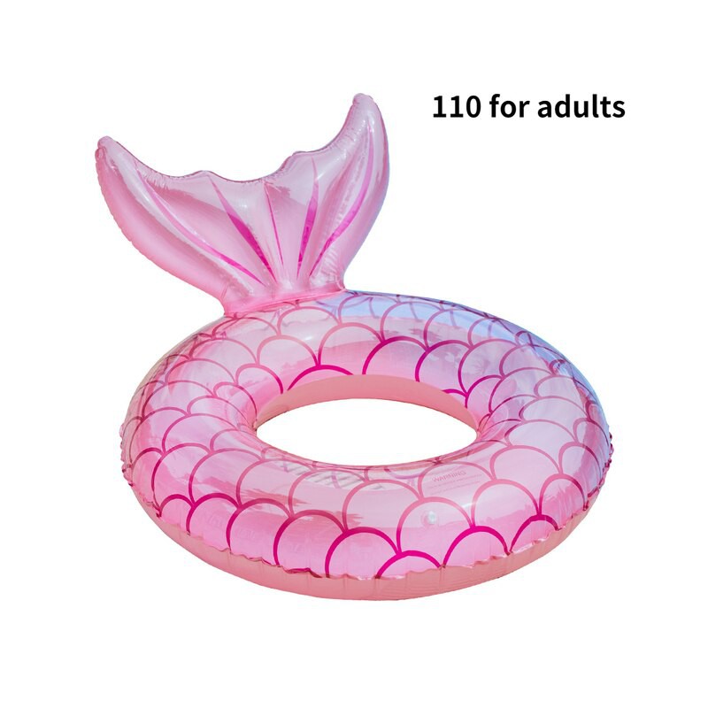 110 Blue Pink Mermaid Backrest Inflatable Swimming Ring Adult Swimming ...