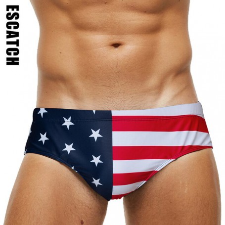 ESCATCH 2022 New Arrivals Men Swimwear Fashion Printed Swimsuit Male High Quality Elastic Swim Trunks With Pad