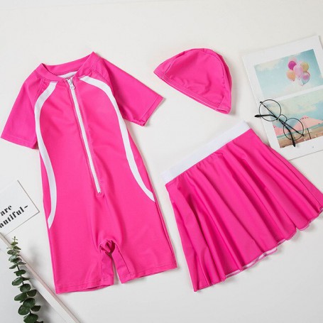 Girl Swimwear One Piece Swimsuit Sunblock Beach Wear Kids Bathing Suits With Skirt Hot Spring Surfing Clothing Children Swimsuit