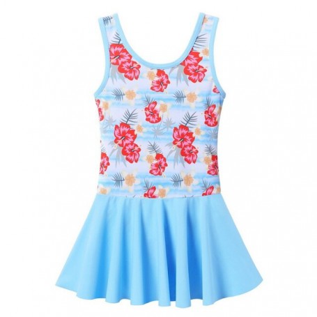 Toddler Girls Swimsuit One Piece Cute Floral Dress Swimwear Striped UPF50+ Swimming Costume Bathing Suit