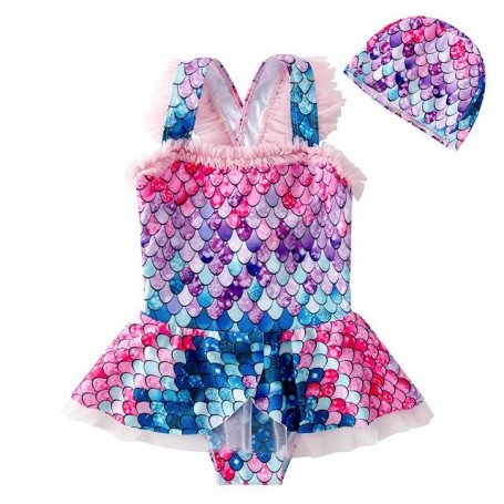 Children Swimwear Girl One Piece Swimsuit New Bikinis Little Girl Mermaid Princess Slip Dress Hot Spring Beach Kids Bathing Suit