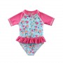 Wishere One Piece Swimsuit for Girls Baby Swimwear Cute Print Children Sunsuit Short Sleeve UPF50+ Swimming Beachwear