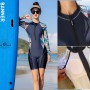 Vintage One Piece Swimsuit Women Swimwear Long Sleeve Quick Dry Front Zipper Retro Triatlon Rash Guards Bath Swim Suit Plus size