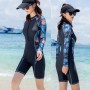 Vintage One Piece Swimsuit Women Swimwear Long Sleeve Quick Dry Front Zipper Retro Triatlon Rash Guards Bath Swim Suit Plus size