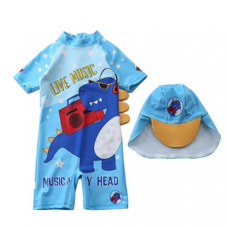 Baby Swimwear Boy UV Protection Children's Swimsuit One Piece with Hat Dinosaur Pool Swimming Suit for Boys Kids Bathing Suits