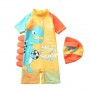 Swimsuit Kids UV Protection Baby Swimwear Dinosaur Print Children's Bathing Suit One-Piece Beach Boys Swimming Suits With Caps