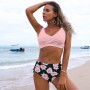 Solid Mid-Waist Bikini Set Sexy Backless Women's Swimsuit Lace Up Two-Pieces Simple Swimwear 2022 Summer Beach Bathing Suit