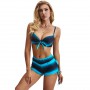 Sea Blue High-Waist Bikini Sets Swimsuit Women Sexy Backless V-neck Lace Up Two Pieces Tank Swimwear 2022 New Beach Bathing Suit