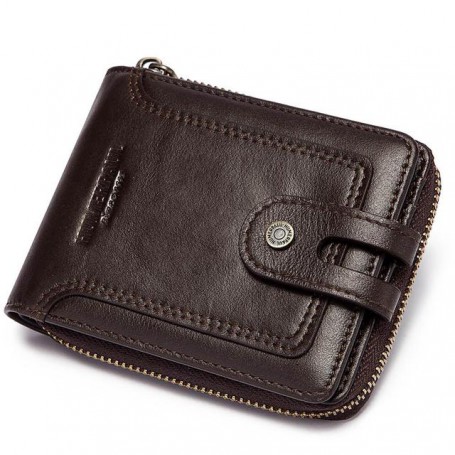 HUMWEPAUL Genuine Leather Short Wallet RFID Business Card Holder Zipper Coin Purse Large Capacity Clutch Portfolio Men 2022