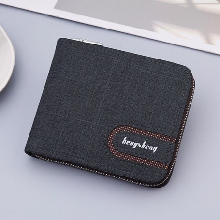 Canvas Wallet Men Black/gray Short Male Purse Zipper Business Card Holder Wallet Case 9 Position Quality Coin Purse Card Bag