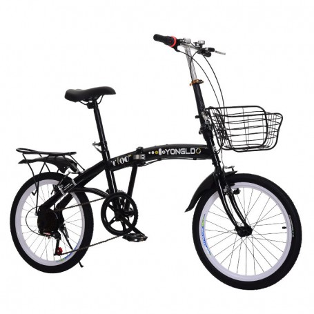 20-inch Adult Bicycle 6-speed Folding Bicycle High-carbon Steel Paint Frame Compact Pedal Bicycle