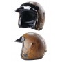 Pu Leather Chopper Bike Helmet Open Face Vintage With Goggle Mask