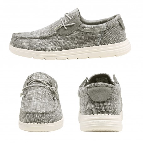 Canvas Stretch Loafer Shoes for Men Linen Casual Comfortable Fur Flats