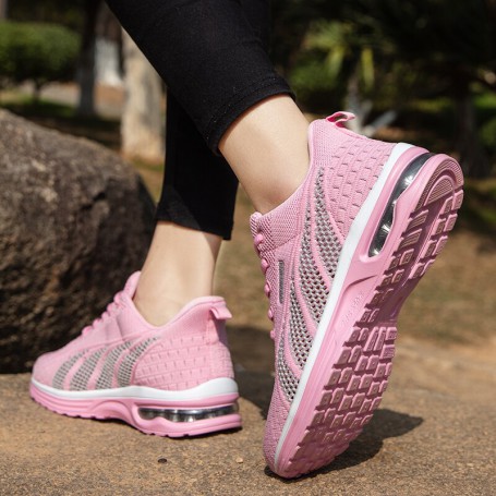 New Running Shoes Ladies Breathable Sneakers Light Mesh Air Cushion Sports Shoes Outdoor Lace Up Training Shoes