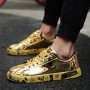 WEH Men Shoes luxury Brand Flats Casual Shoe Lace Up bling shoes for men Trainers Golden Fashion Lovers tennis shoes men size 12