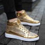 WEH high top sneakers men Shoes Gold Sneakers Shining Fashion Trainers men Shoes Casual Lace-Up Tennis designer boots shoes