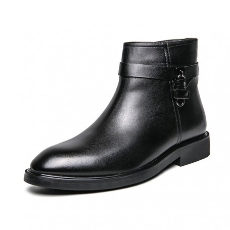 Men's British Style Zipper Business Leather Boots Trend All-match Fashion Casual Men's Shoes Autumn New Pointed Toe Martin Boots