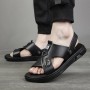 2022 Men's Genuine Leather Sandals Men's Cow Leather Slippers Adult Thick-Soled Beachshoes Non-Slip Open Toe Leather Male Shoes